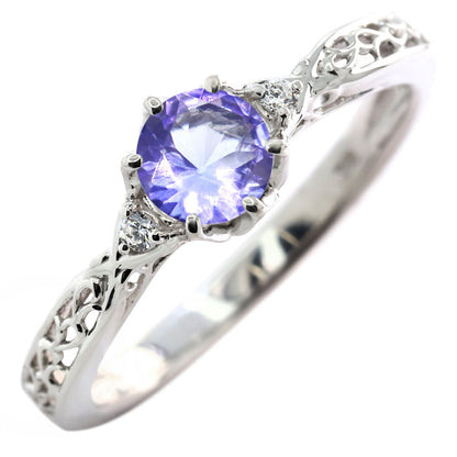 選べる誕生石 レディース リング K10 指輪 5mm 唐草 可愛い 透かし人気 つぼみ フラワー 花 エレガント K18 Pt900 SV925 フェミニン 妻 彼女 記念日 (品番 mr-0486)