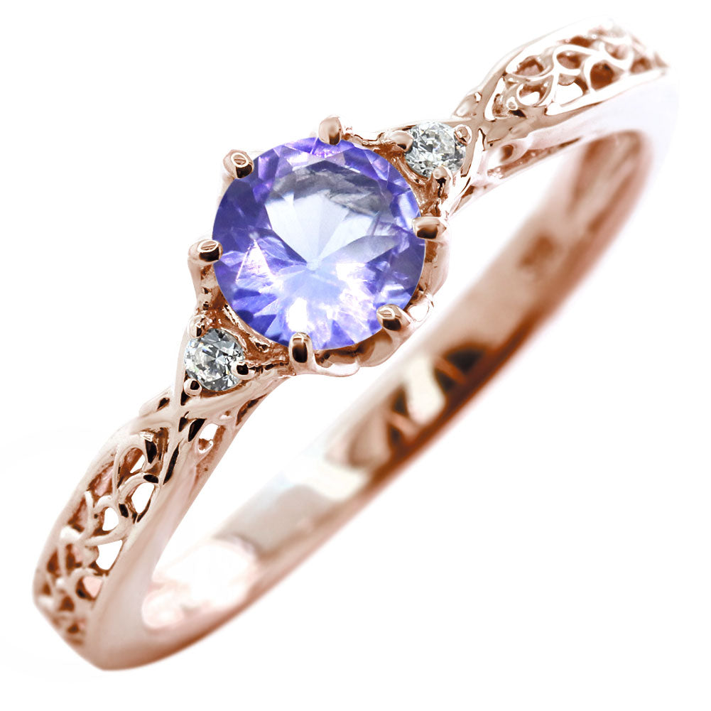 選べる誕生石 レディース リング K10 指輪 5mm 唐草 可愛い 透かし人気 つぼみ フラワー 花 エレガント K18 Pt900 SV925 フェミニン 妻 彼女 記念日 (品番 mr-0486)