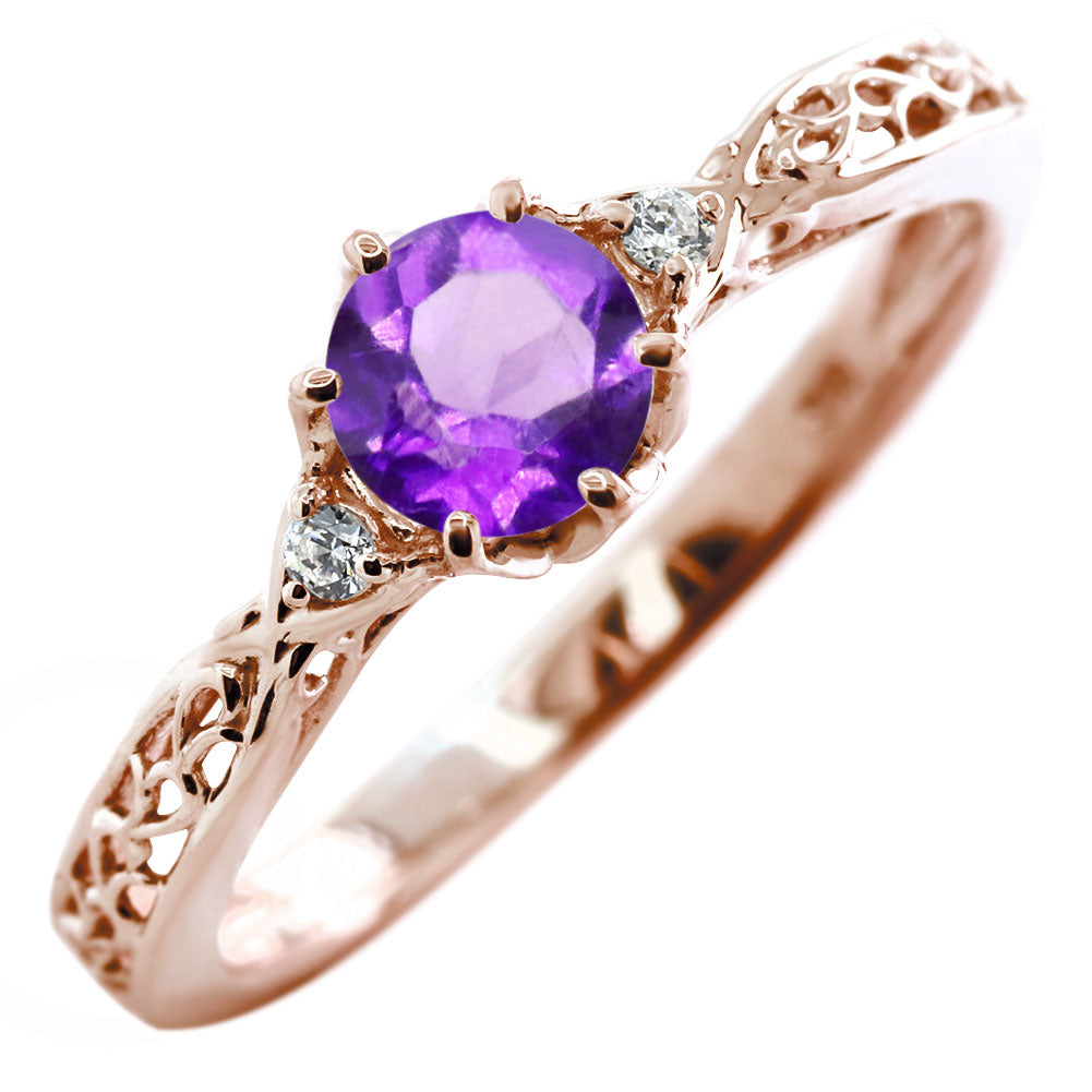 選べる誕生石 レディース リング K10 指輪 5mm 唐草 可愛い 透かし人気 つぼみ フラワー 花 エレガント K18 Pt900 SV925 フェミニン 妻 彼女 記念日 (品番 mr-0486)