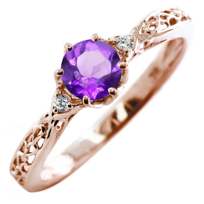 選べる誕生石 レディース リング K10 指輪 5mm 唐草 可愛い 透かし人気 つぼみ フラワー 花 エレガント K18 Pt900 SV925 フェミニン 妻 彼女 記念日 (品番 mr-0486)