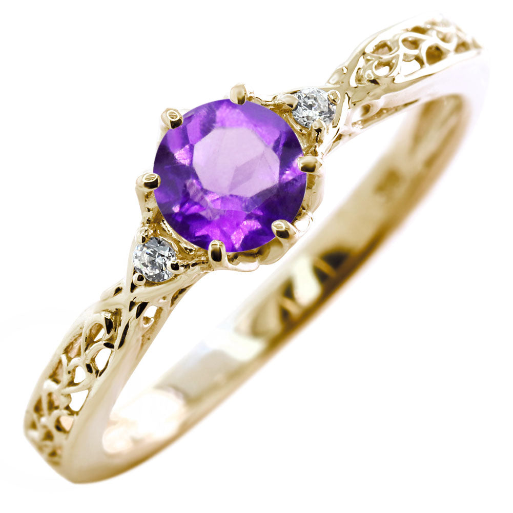 選べる誕生石 レディース リング K10 指輪 5mm 唐草 可愛い 透かし人気 つぼみ フラワー 花 エレガント K18 Pt900 SV925 フェミニン 妻 彼女 記念日 (品番 mr-0486)