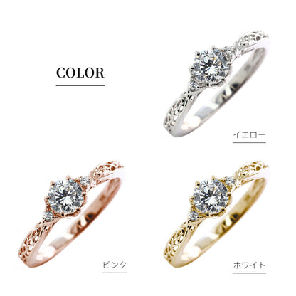 選べる誕生石 レディース リング K10 指輪 5mm 唐草 可愛い 透かし人気 つぼみ フラワー 花 エレガント K18 Pt900 SV925 フェミニン 妻 彼女 記念日 (品番 mr-0486)