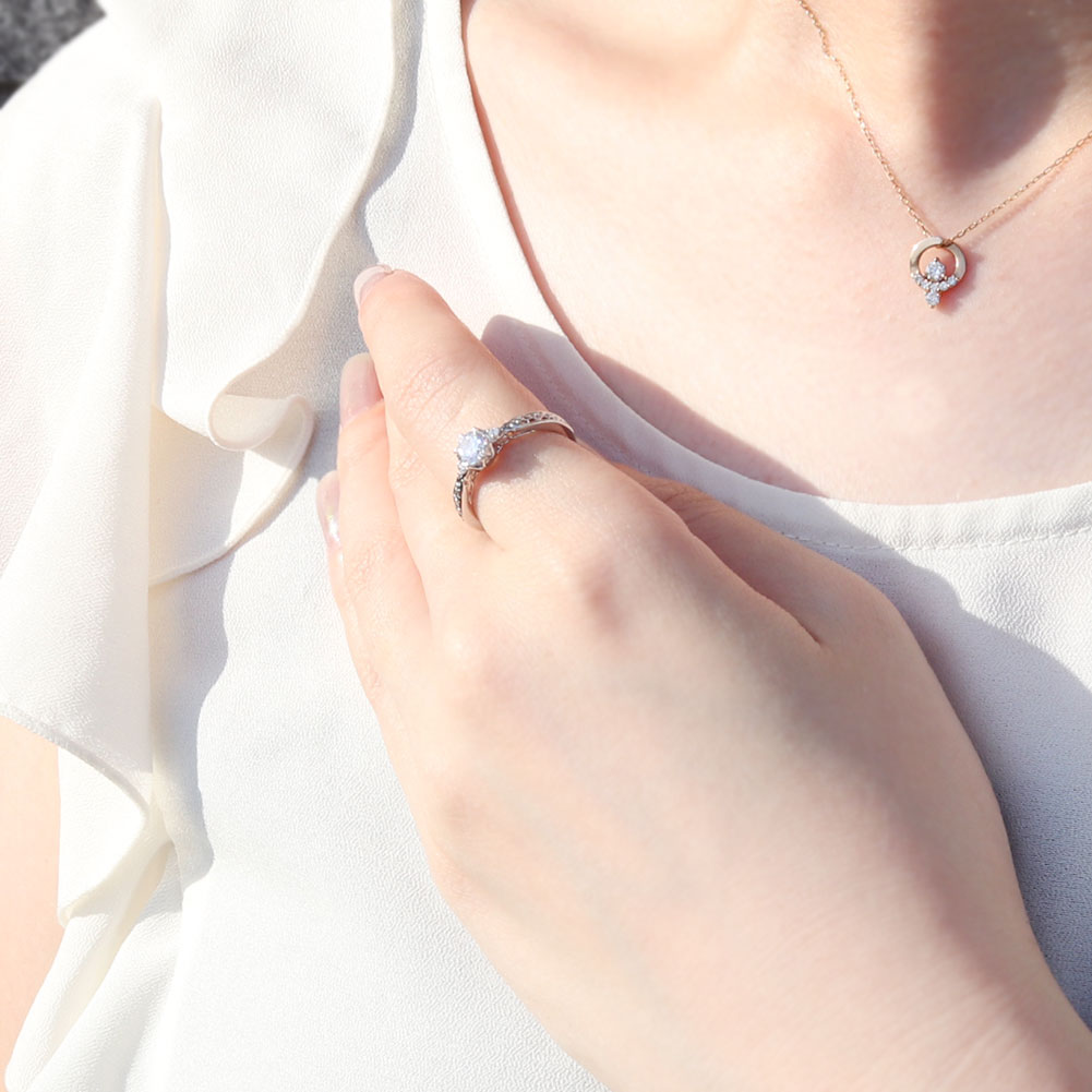 選べる誕生石 レディース リング K10 指輪 5mm 唐草 可愛い 透かし人気 つぼみ フラワー 花 エレガント K18 Pt900 SV925 フェミニン 妻 彼女 記念日 (品番 mr-0486)