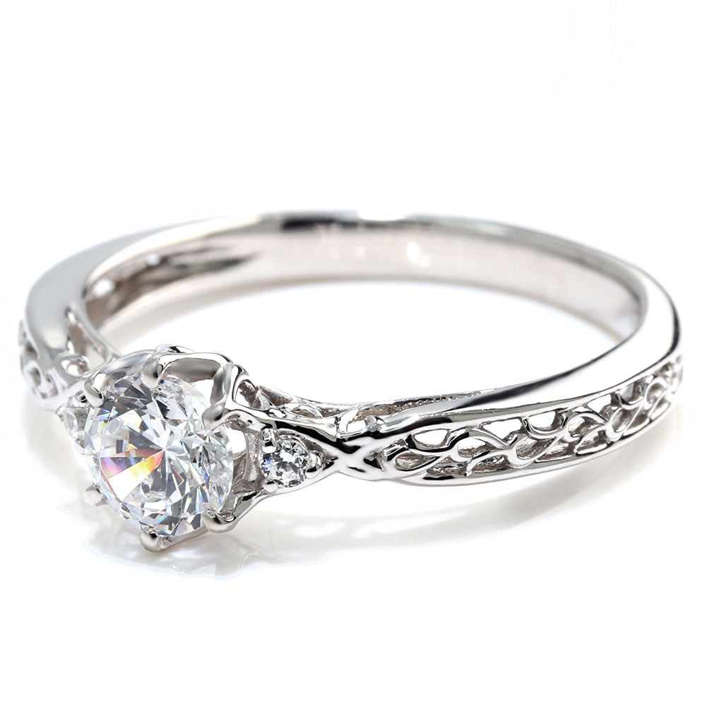 エンゲージリング 鑑定書付き ダイヤモンド 指輪 婚約指輪 K18 Pt900 透かし 高品質アラベスク SI VS VVS 結婚記念日 ブライダル プロポーズ (品番 mr-0486-4-cgl-2)