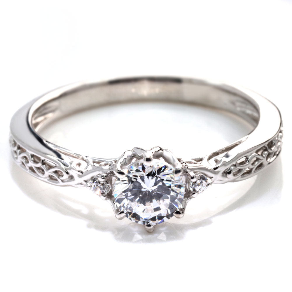 エンゲージリング 鑑定書付き ダイヤモンド 指輪 婚約指輪 K18 Pt900 透かし 高品質アラベスク SI VS VVS 結婚記念日 ブライダル プロポーズ (品番 mr-0486-4-cgl-2)