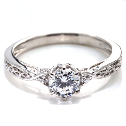 エンゲージリング 鑑定書付き ダイヤモンド 指輪 婚約指輪 K18 Pt900 透かし 高品質アラベスク SI VS VVS 結婚記念日 ブライダル プロポーズ (品番 mr-0486-4-cgl-2)