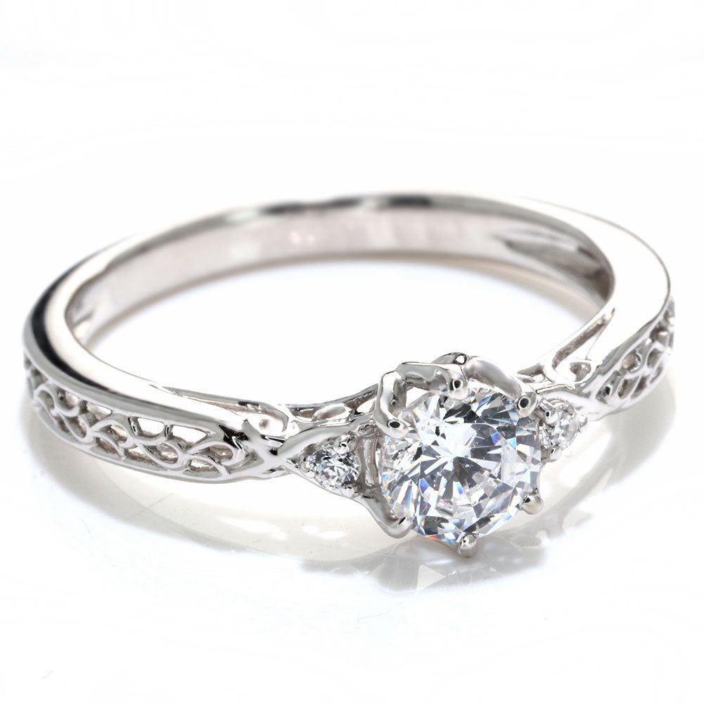 エンゲージリング 鑑定書付き ダイヤモンド 指輪 婚約指輪 K18 Pt900 透かし 高品質アラベスク SI VS VVS 結婚記念日 ブライダル プロポーズ (品番 mr-0486-4-cgl-2)