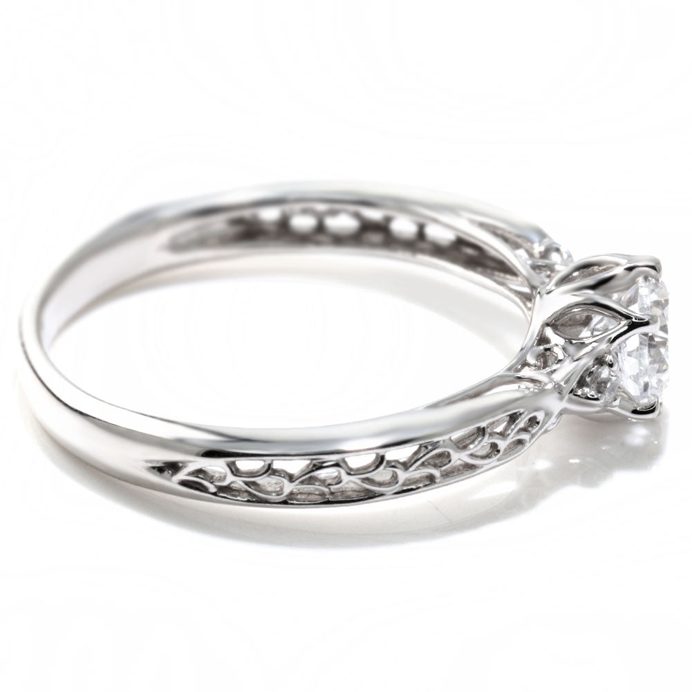 エンゲージリング 鑑定書付き ダイヤモンド 指輪 婚約指輪 K18 Pt900 透かし 高品質アラベスク SI VS VVS 結婚記念日 ブライダル プロポーズ (品番 mr-0486-4-cgl-2)