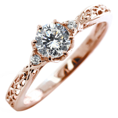 選べる誕生石 レディース リング K10 指輪 5mm 唐草 可愛い 透かし人気 つぼみ フラワー 花 エレガント K18 Pt900 SV925 フェミニン 妻 彼女 記念日 (品番 mr-0486)