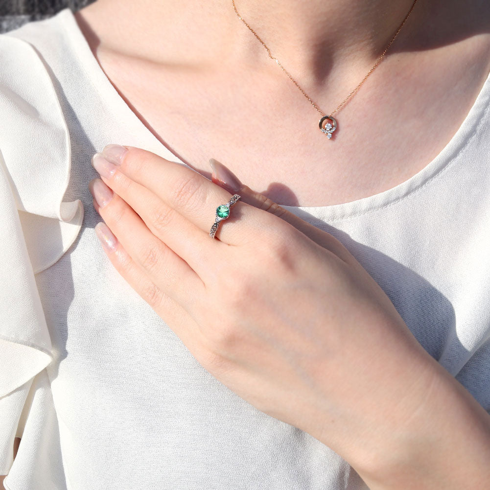 選べる誕生石 レディース リング K10 指輪 5mm 唐草 可愛い 透かし人気 つぼみ フラワー 花 エレガント K18 Pt900 SV925 フェミニン 妻 彼女 記念日 (品番 mr-0486)