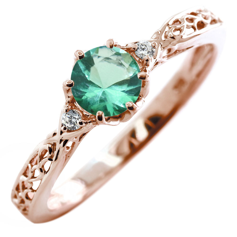 選べる誕生石 レディース リング K10 指輪 5mm 唐草 可愛い 透かし人気 つぼみ フラワー 花 エレガント K18 Pt900 SV925 フェミニン 妻 彼女 記念日 (品番 mr-0486)