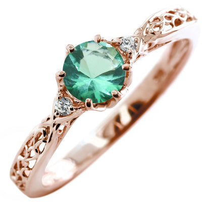 選べる誕生石 レディース リング K10 指輪 5mm 唐草 可愛い 透かし人気 つぼみ フラワー 花 エレガント K18 Pt900 SV925 フェミニン 妻 彼女 記念日 (品番 mr-0486)