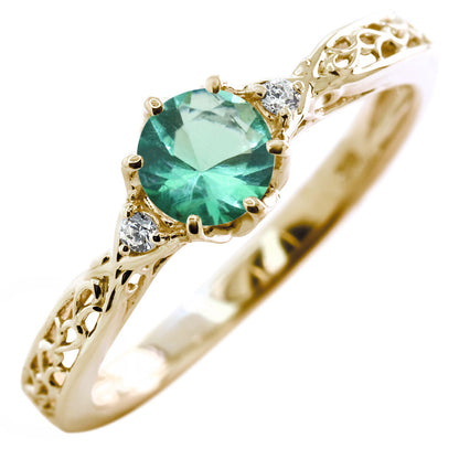 選べる誕生石 レディース リング K10 指輪 5mm 唐草 可愛い 透かし人気 つぼみ フラワー 花 エレガント K18 Pt900 SV925 フェミニン 妻 彼女 記念日 (品番 mr-0486)