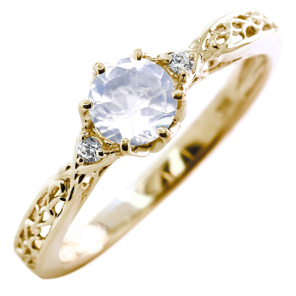 選べる誕生石 レディース リング K10 指輪 5mm 唐草 可愛い 透かし人気 つぼみ フラワー 花 エレガント K18 Pt900 SV925 フェミニン 妻 彼女 記念日 (品番 mr-0486)