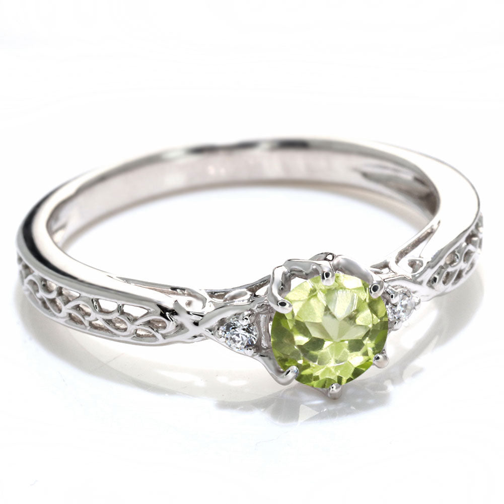 選べる誕生石 レディース リング K10 指輪 5mm 唐草 可愛い 透かし人気 つぼみ フラワー 花 エレガント K18 Pt900 SV925 フェミニン 妻 彼女 記念日 (品番 mr-0486)