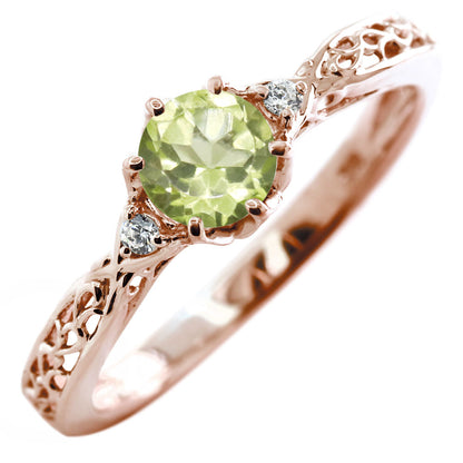 選べる誕生石 レディース リング K10 指輪 5mm 唐草 可愛い 透かし人気 つぼみ フラワー 花 エレガント K18 Pt900 SV925 フェミニン 妻 彼女 記念日 (品番 mr-0486)