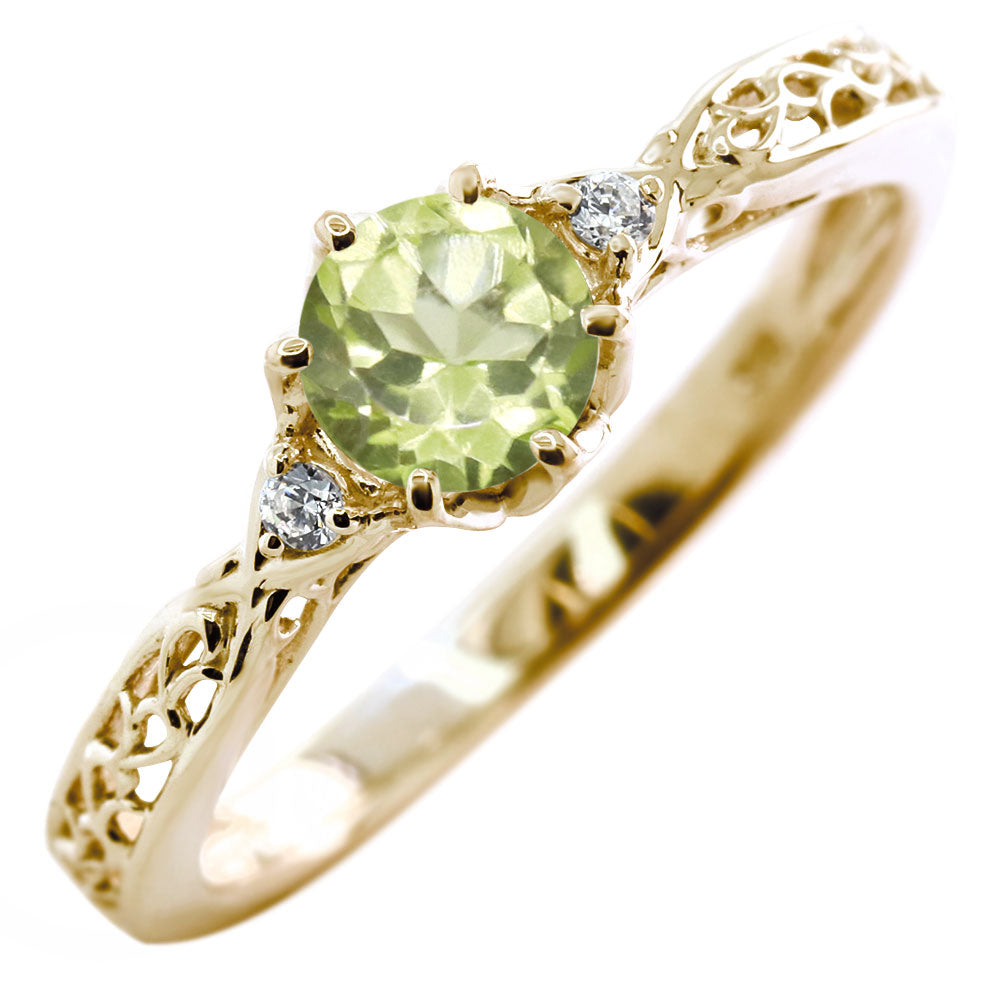 選べる誕生石 レディース リング K10 指輪 5mm 唐草 可愛い 透かし人気 つぼみ フラワー 花 エレガント K18 Pt900 SV925 フェミニン 妻 彼女 記念日 (品番 mr-0486)