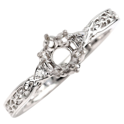 空枠 指輪 5mm 簡単 セミオーダー 枠 アラベスク リング sv925 k10 k18 pt900 フラワー 華やか アンティーク 誕生日 記念日 クリスマス プレゼント (品番 mr-0486-kw)