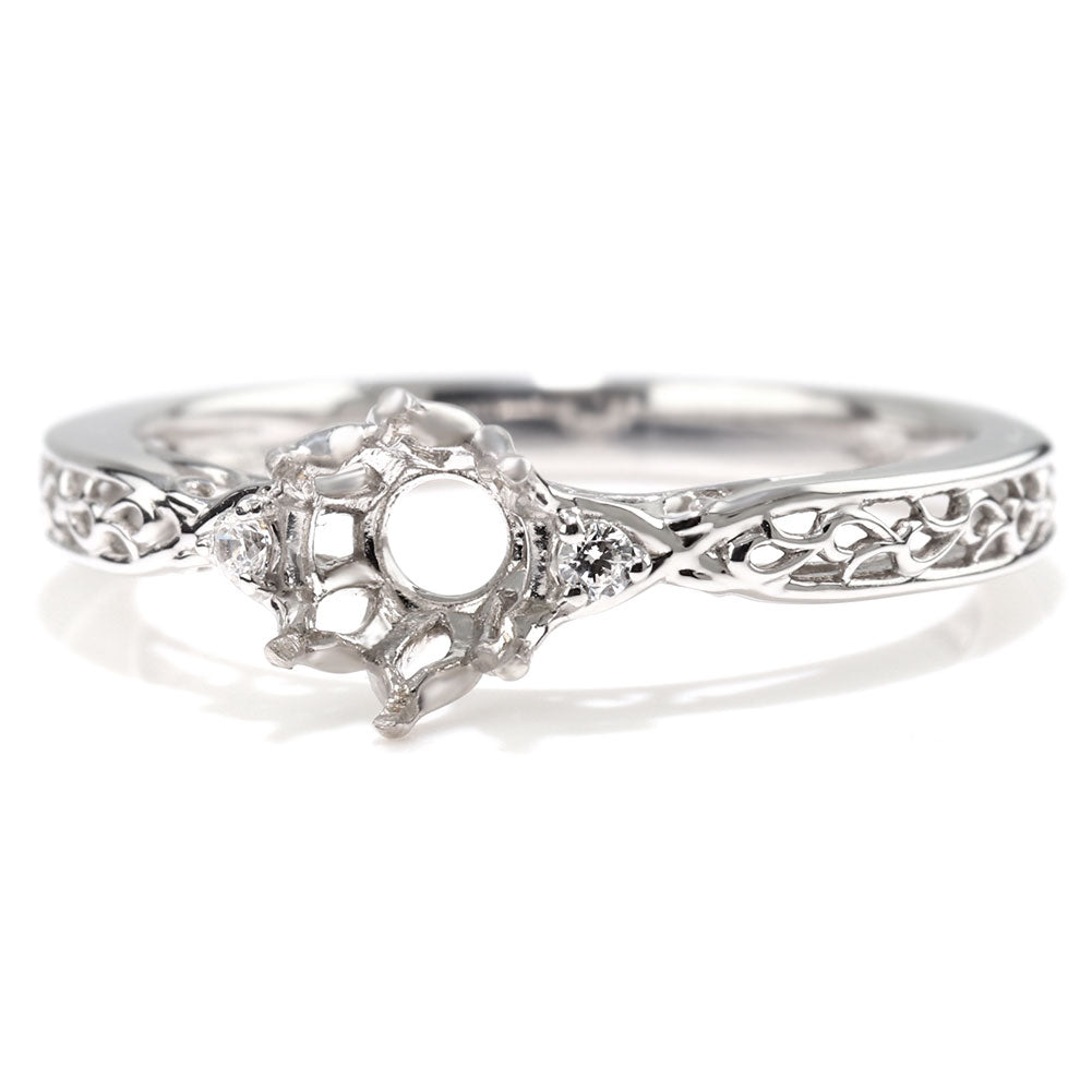 空枠 指輪 5mm 簡単 セミオーダー 枠 アラベスク リング sv925 k10 k18 pt900 フラワー 華やか アンティーク 誕生日 記念日 クリスマス プレゼント (品番 mr-0486-kw)