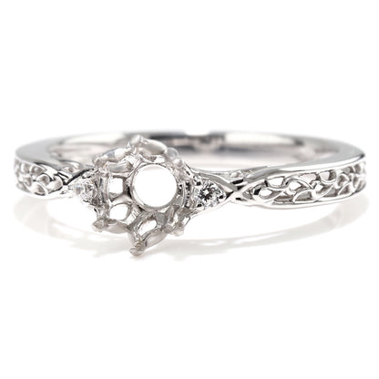 空枠 指輪 5mm 簡単 セミオーダー 枠 アラベスク リング sv925 k10 k18 pt900 フラワー 華やか アンティーク 誕生日 記念日 クリスマス プレゼント (品番 mr-0486-kw)