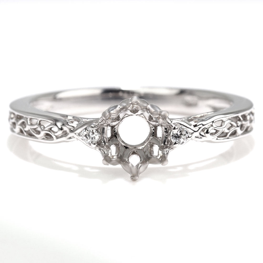 空枠 指輪 5mm 簡単 セミオーダー 枠 アラベスク リング sv925 k10 k18 pt900 フラワー 華やか アンティーク 誕生日 記念日 クリスマス プレゼント (品番 mr-0486-kw)