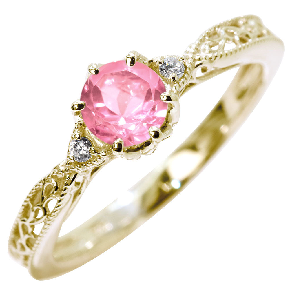 誕生石 指輪 レディース アラベスク リング 選べる 天然石 K18 K10 SV925 透かし ミル打ち エレガント アンティーク 誕生日 成人祝い プレゼント (品番 mr-0487)