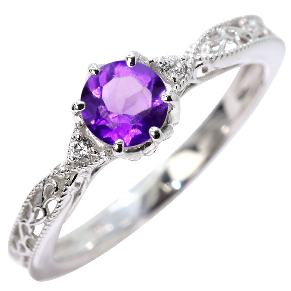 誕生石 指輪 レディース アラベスク リング 選べる 天然石 K18 K10 SV925 透かし ミル打ち エレガント アンティーク 誕生日 成人祝い プレゼント (品番 mr-0487)