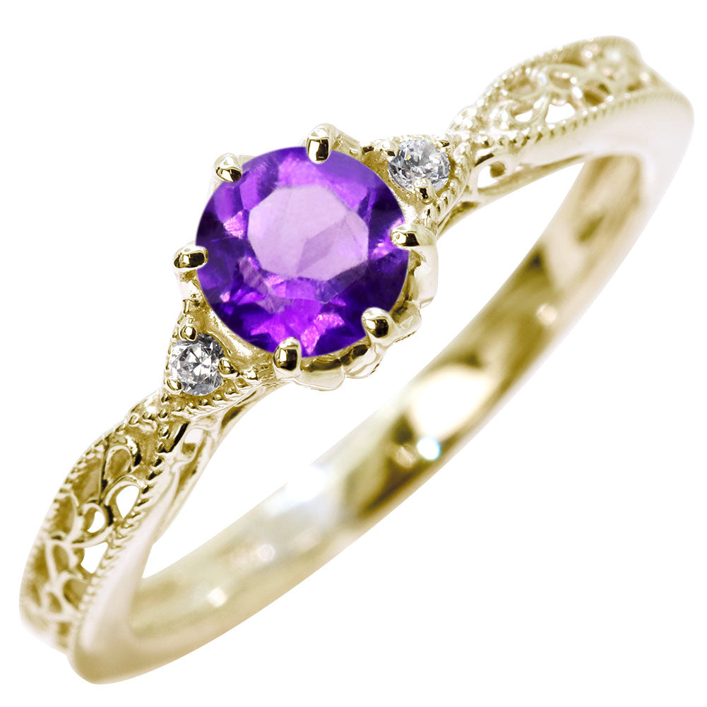 誕生石 指輪 レディース アラベスク リング 選べる 天然石 K18 K10 SV925 透かし ミル打ち エレガント アンティーク 誕生日 成人祝い プレゼント (品番 mr-0487)