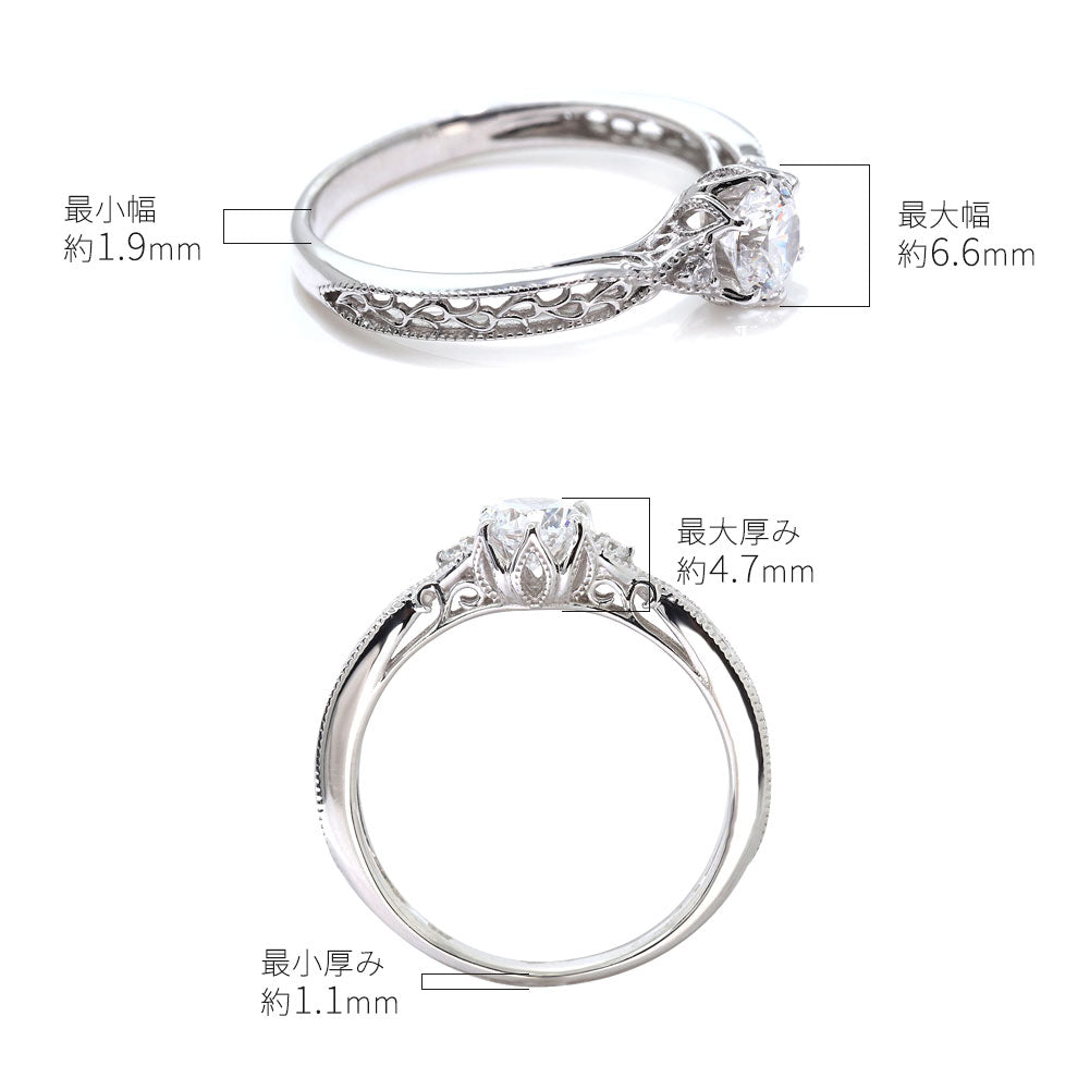 アンティークリング 空枠 簡単 セミオーダー 指輪 5mm カスタムルース 唐草 ミルグレイン キラキラ 透かし 特別 成人祝い 誕生日 記念日 ギフト (品番 mr-0487-kw)