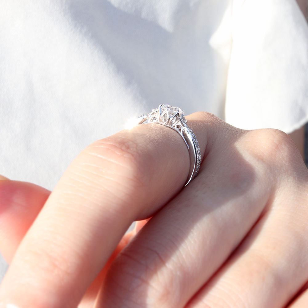 誕生石 指輪 レディース アラベスク リング 選べる 天然石 K18 K10 SV925 透かし ミル打ち エレガント アンティーク 誕生日 成人祝い プレゼント (品番 mr-0487)