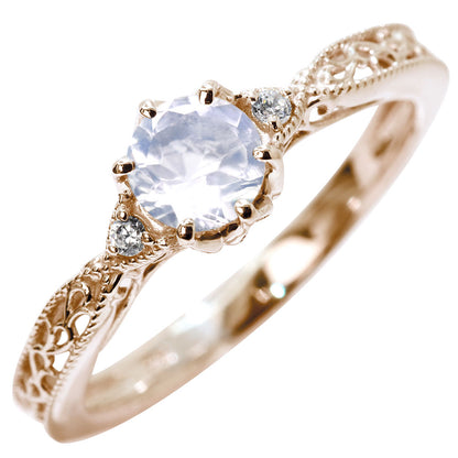 誕生石 指輪 レディース アラベスク リング 選べる 天然石 K18 K10 SV925 透かし ミル打ち エレガント アンティーク 誕生日 成人祝い プレゼント (品番 mr-0487)