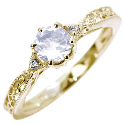 誕生石 指輪 レディース アラベスク リング 選べる 天然石 K18 K10 SV925 透かし ミル打ち エレガント アンティーク 誕生日 成人祝い プレゼント (品番 mr-0487)