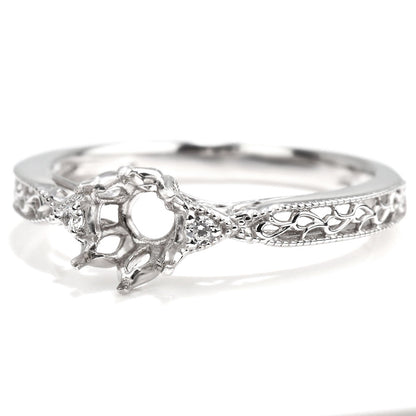 アンティークリング 空枠 簡単 セミオーダー 指輪 5mm カスタムルース 唐草 ミルグレイン キラキラ 透かし 特別 成人祝い 誕生日 記念日 ギフト (品番 mr-0487-kw)