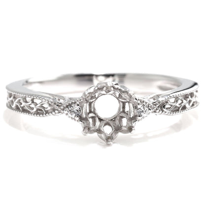 アンティークリング 空枠 簡単 セミオーダー 指輪 5mm カスタムルース 唐草 ミルグレイン キラキラ 透かし 特別 成人祝い 誕生日 記念日 ギフト (品番 mr-0487-kw)