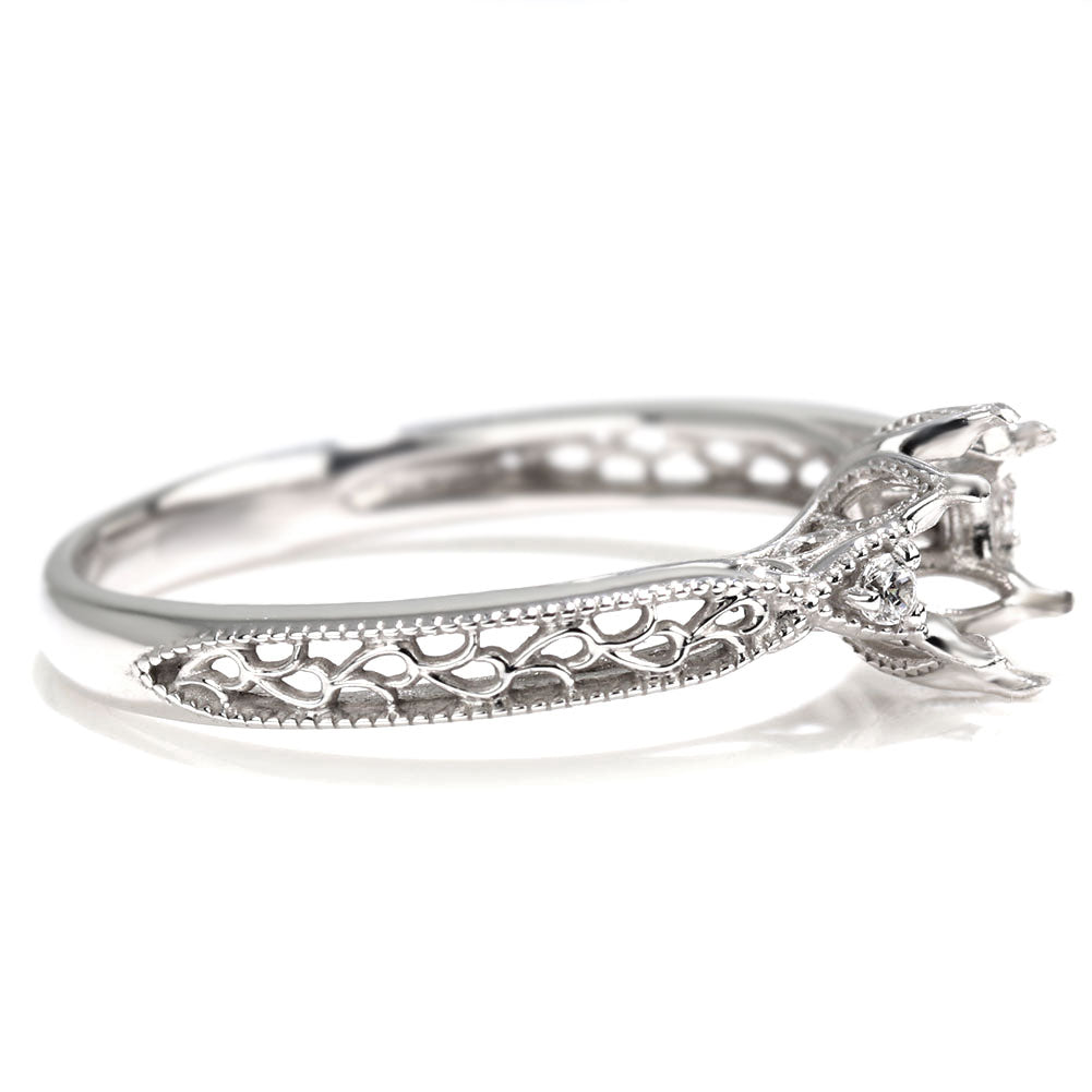 アンティークリング 空枠 簡単 セミオーダー 指輪 5mm カスタムルース 唐草 ミルグレイン キラキラ 透かし 特別 成人祝い 誕生日 記念日 ギフト (品番 mr-0487-kw)