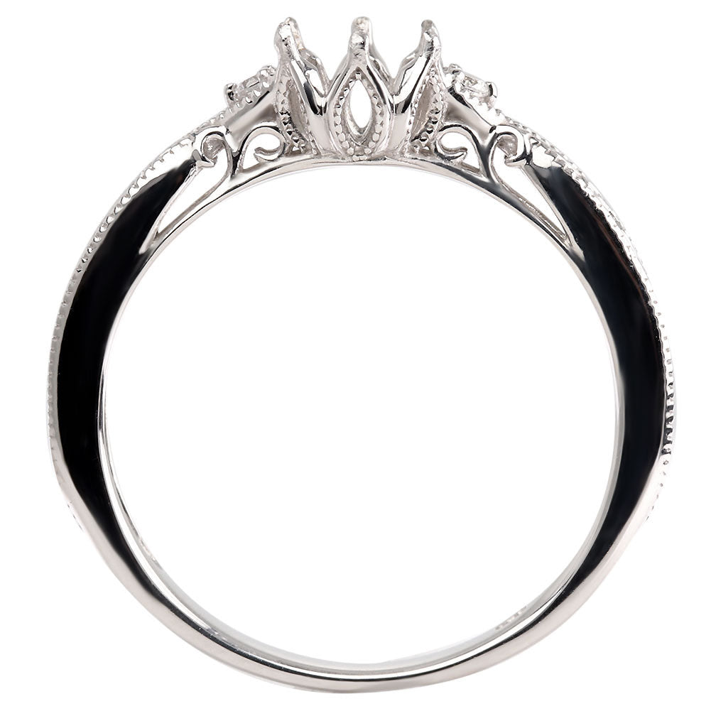 アンティークリング 空枠 簡単 セミオーダー 指輪 5mm カスタムルース 唐草 ミルグレイン キラキラ 透かし 特別 成人祝い 誕生日 記念日 ギフト (品番 mr-0487-kw)