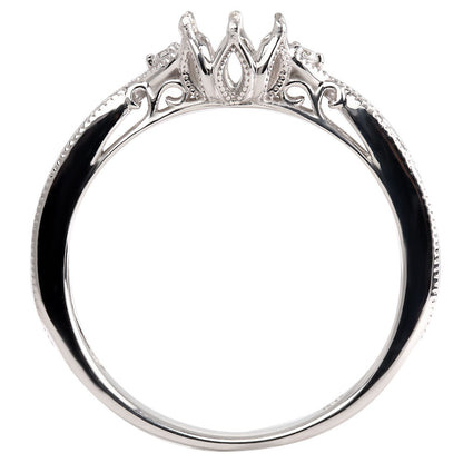 アンティークリング 空枠 簡単 セミオーダー 指輪 5mm カスタムルース 唐草 ミルグレイン キラキラ 透かし 特別 成人祝い 誕生日 記念日 ギフト (品番 mr-0487-kw)