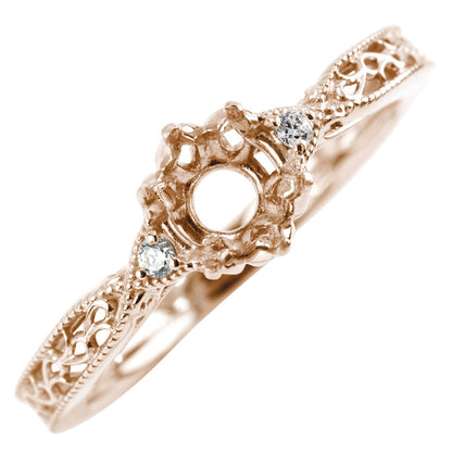 アンティークリング 空枠 簡単 セミオーダー 指輪 5mm カスタムルース 唐草 ミルグレイン キラキラ 透かし 特別 成人祝い 誕生日 記念日 ギフト (品番 mr-0487-kw)