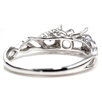 指輪 空枠 セミオーダー リング 5×7mm 枠 唐草 ミルグレイン プラチナ 18金 10金 シルバー 曲線美 ウェーブ 組み合わせ自由 オリジナルジュエリー (品番 mr-0488-kw)