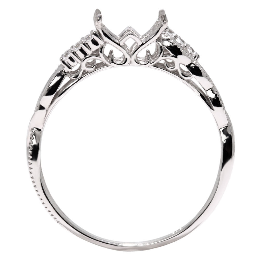 指輪 空枠 セミオーダー リング 5×7mm 枠 唐草 ミルグレイン プラチナ 18金 10金 シルバー 曲線美 ウェーブ 組み合わせ自由 オリジナルジュエリー (品番 mr-0488-kw)