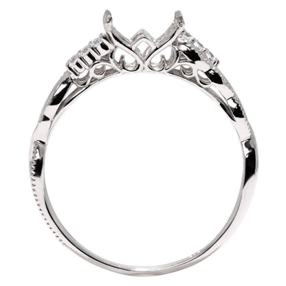 指輪 空枠 セミオーダー リング 5×7mm 枠 唐草 ミルグレイン プラチナ 18金 10金 シルバー 曲線美 ウェーブ 組み合わせ自由 オリジナルジュエリー (品番 mr-0488-kw)