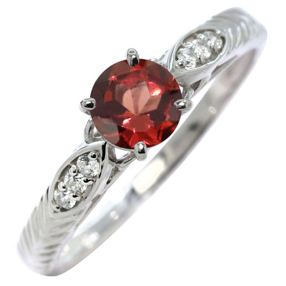 選べる誕生石 大粒 指輪 レディース 10金 18金 プラチナ シルバー リーフ柄 5mm 唐草 透かし アンティーク エレガント ルース カスタム プレゼント (品番 mr-0489)