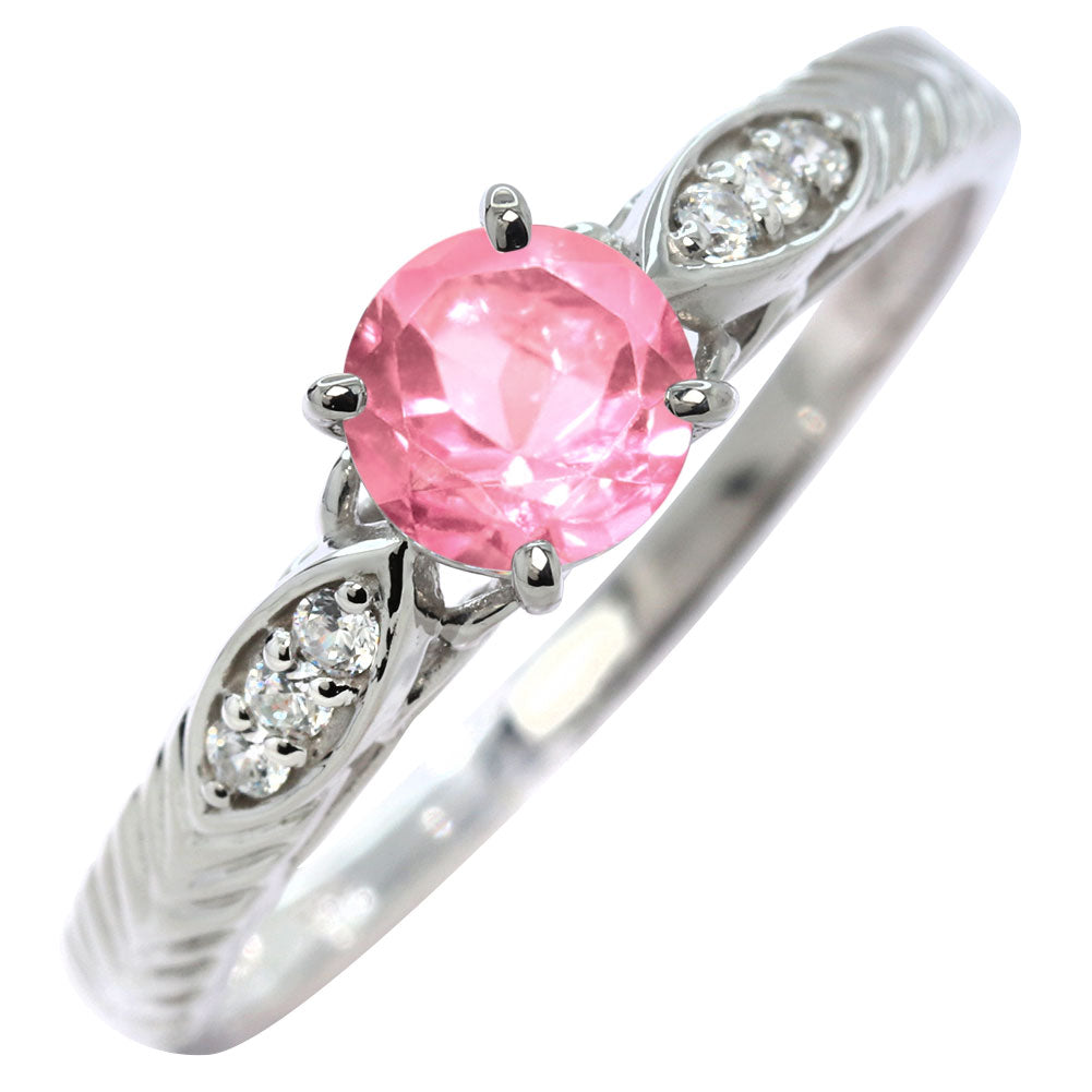 選べる誕生石 大粒 指輪 レディース 10金 18金 プラチナ シルバー リーフ柄 5mm 唐草 透かし アンティーク エレガント ルース カスタム プレゼント (品番 mr-0489)