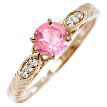 選べる誕生石 大粒 指輪 レディース 10金 18金 プラチナ シルバー リーフ柄 5mm 唐草 透かし アンティーク エレガント ルース カスタム プレゼント (品番 mr-0489)