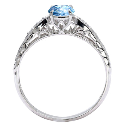 選べる誕生石 大粒 指輪 レディース 10金 18金 プラチナ シルバー リーフ柄 5mm 唐草 透かし アンティーク エレガント ルース カスタム プレゼント (品番 mr-0489)