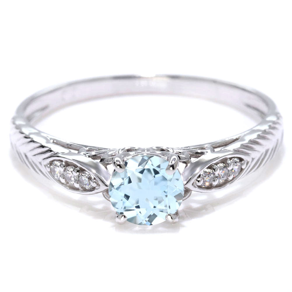 選べる誕生石 大粒 指輪 レディース 10金 18金 プラチナ シルバー リーフ柄 5mm 唐草 透かし アンティーク エレガント ルース カスタム プレゼント (品番 mr-0489)