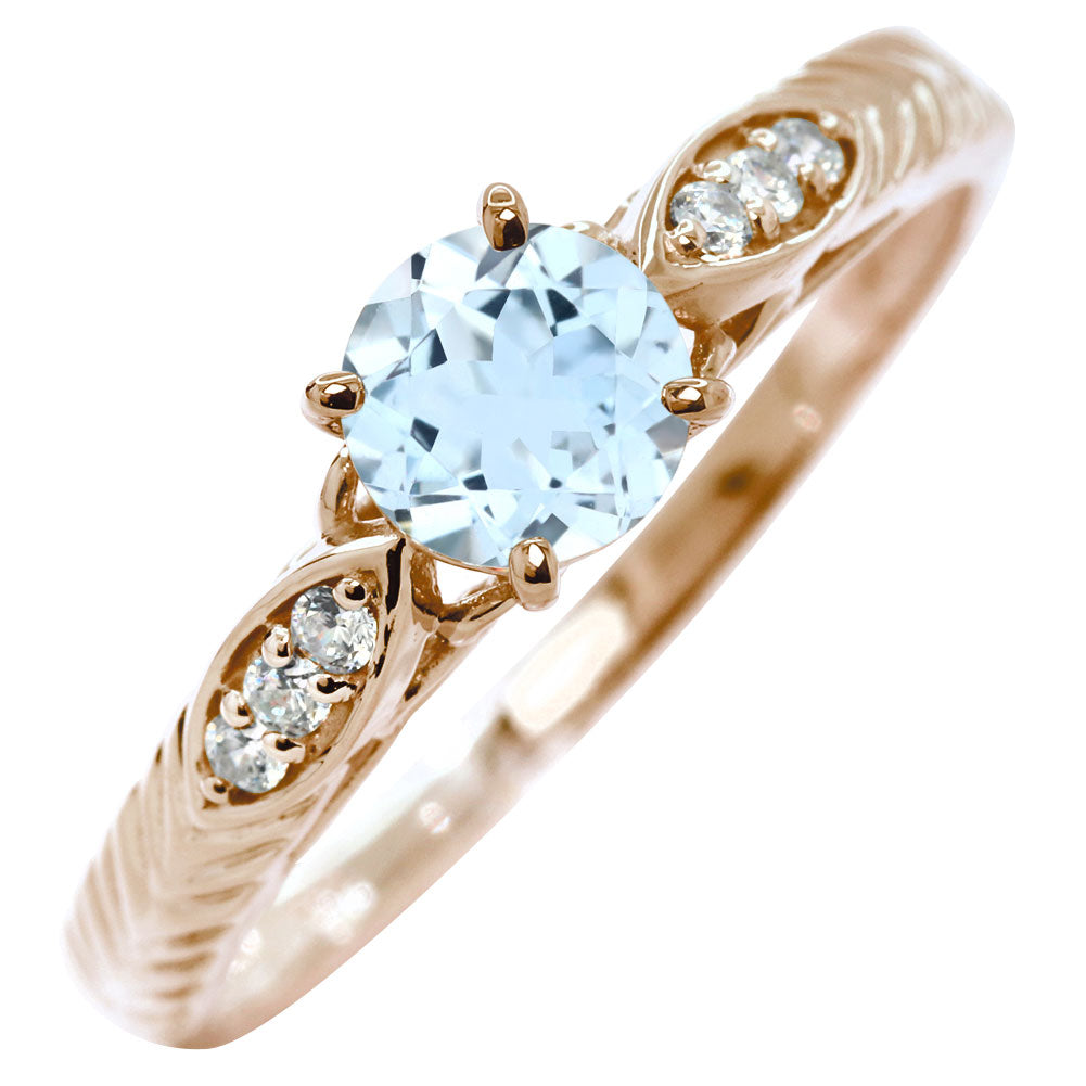 選べる誕生石 大粒 指輪 レディース 10金 18金 プラチナ シルバー リーフ柄 5mm 唐草 透かし アンティーク エレガント ルース カスタム プレゼント (品番 mr-0489)