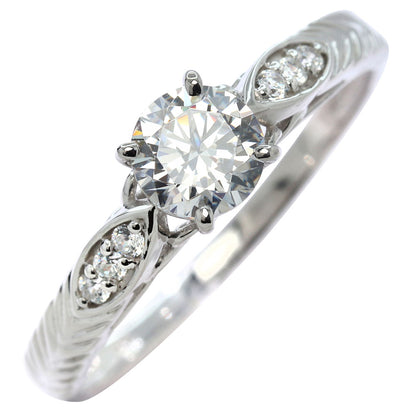 ダイヤモンド リング K18 Pt900 婚約指輪 鑑定書付き 0.5ct 高品質 リーフ模様 唐草 透かし プロポーズ 結婚 サプライズ プレゼント (品番 mr-0489-4-cgl-2)