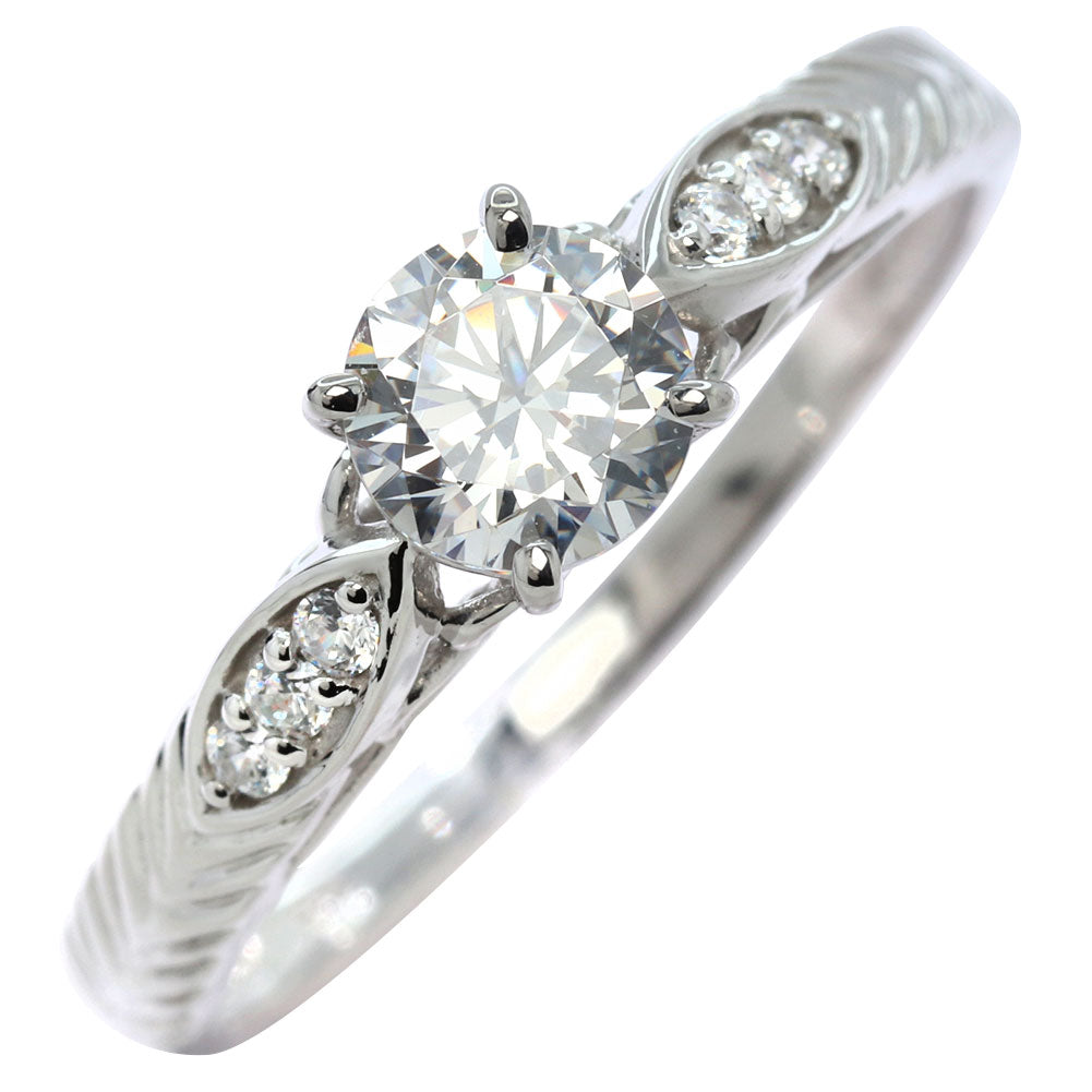 選べる誕生石 大粒 指輪 レディース 10金 18金 プラチナ シルバー リーフ柄 5mm 唐草 透かし アンティーク エレガント ルース カスタム プレゼント (品番 mr-0489)