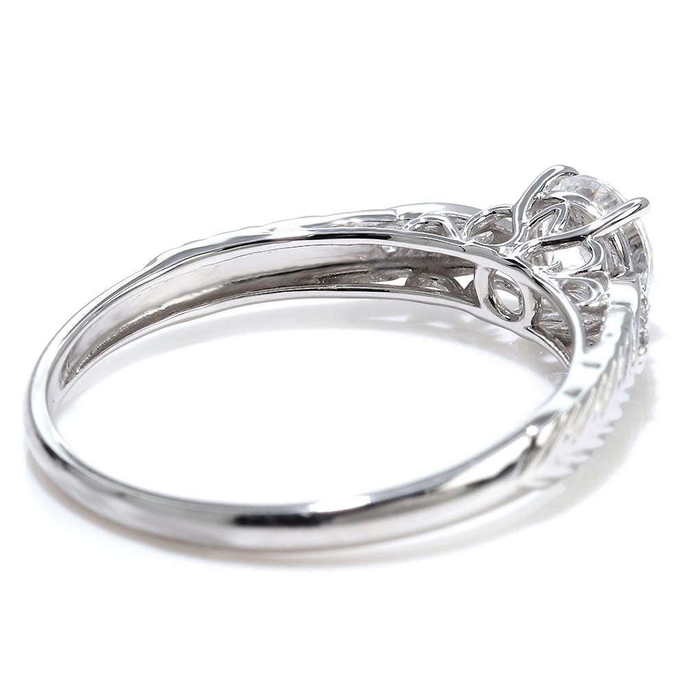 ダイヤモンド リング K18 Pt900 婚約指輪 鑑定書付き 0.5ct 高品質 リーフ模様 唐草 透かし プロポーズ 結婚 サプライズ プレゼント (品番 mr-0489-4-cgl-2)